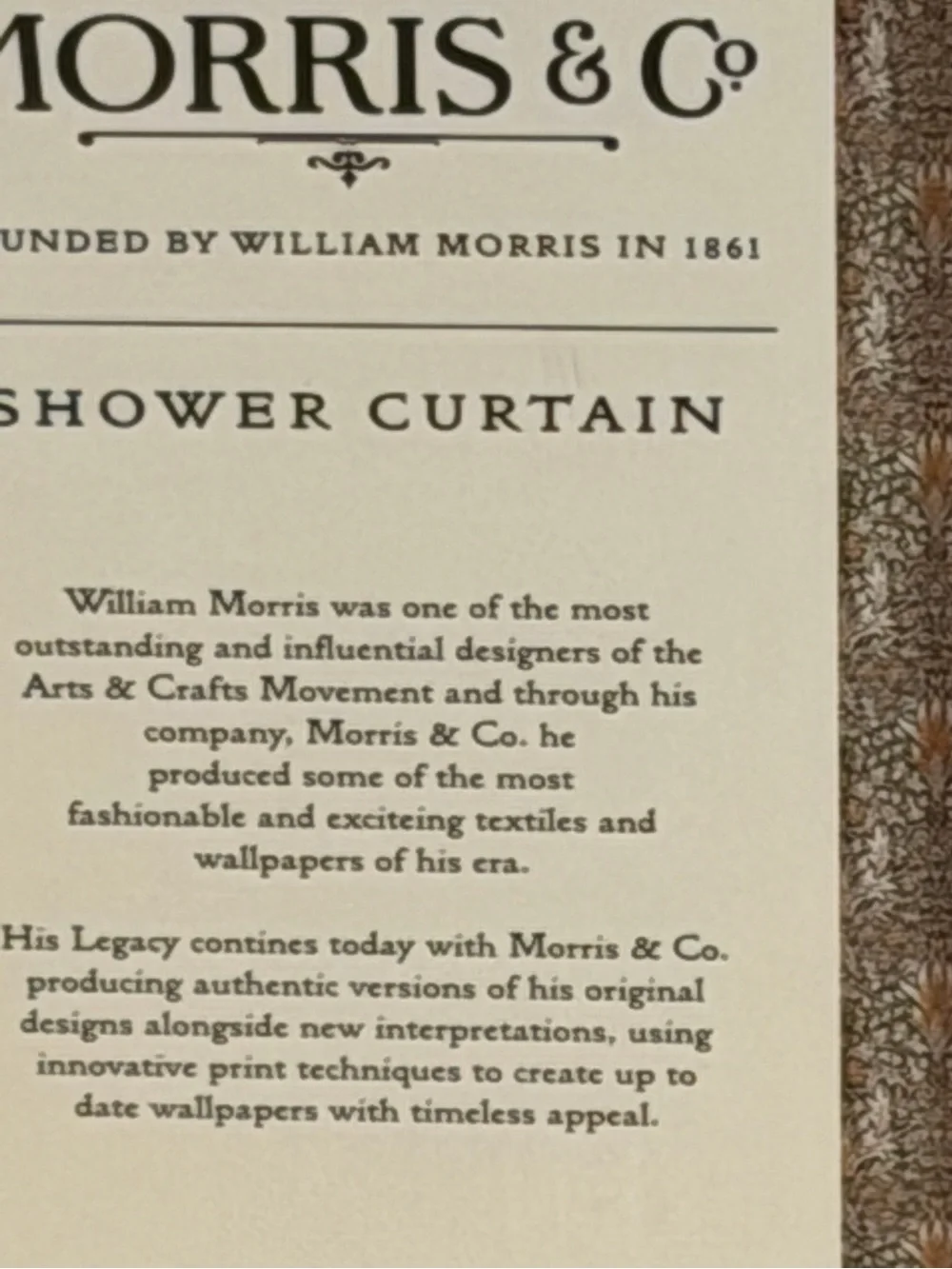 Morris & Co. NWT Classic Morris & Co Floral Shower Curtain Cream & Blue 72